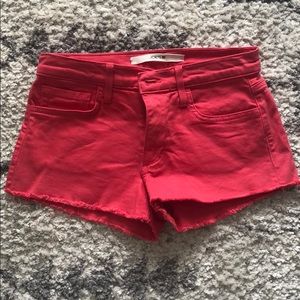Coral denim shorts